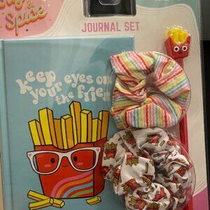 Sugar & Spice Journal Set (Keep your eyes on the fries) Novelty pen,2 Scrunchies
